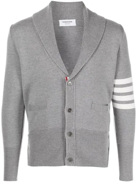 Thom Browne шерстяной кардиган с полосками 4-Bar, серый