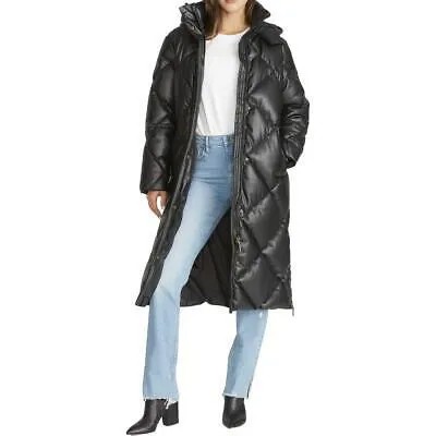 Женское стеганое пальто средней длины из веганской кожи Rebecca Minkoff со стразами