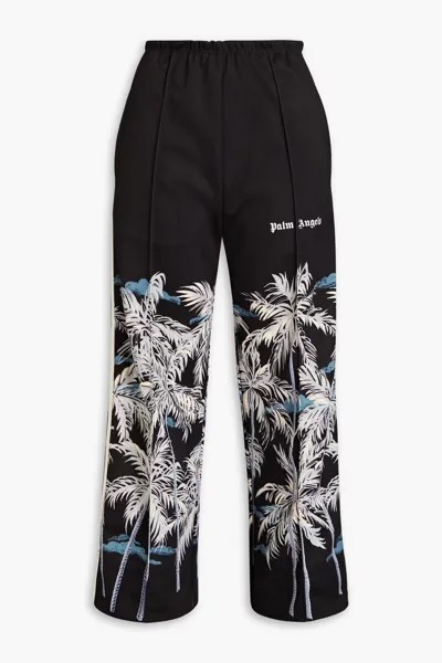 Укороченные спортивные брюки из джерси с принтом Palm Angels, черный