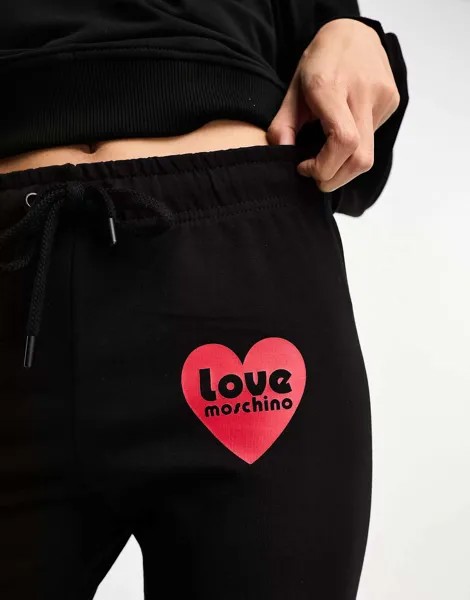 Черные спортивные брюки с логотипом в форме сердца Love Moschino
