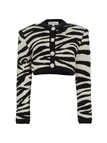 Кардиган шерстяной жаккардовой вязки Clover Ronny Kobo, цвет zebra