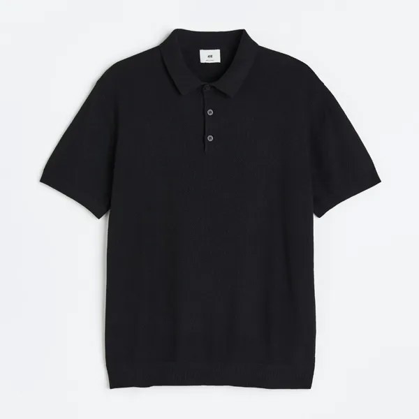 Футболка-поло H&M Regular Fit, черный