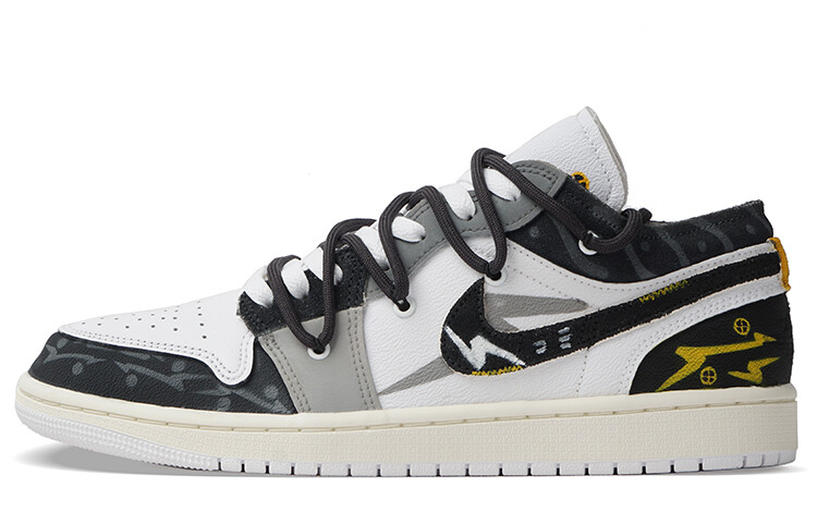 Кроссовки Air Jordan 1 Vintage Basketball Shoes Men Low-top Black/white, черный/белый