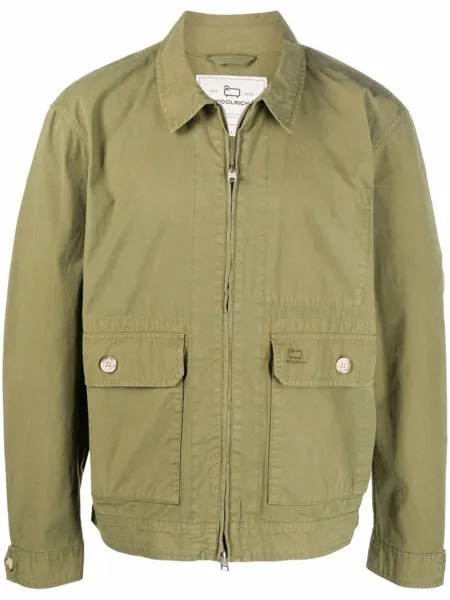Woolrich бомбер на молнии, зеленый