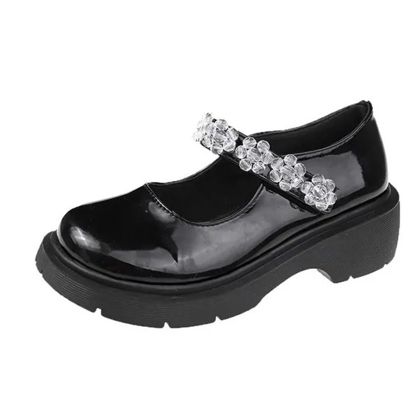 Стразы Туфли Мэри Джейн 2021 японская обувь на среднем каблуке JK Униформа Маленькая кожаная обувь в британском ретро стиле женская обувь из л...