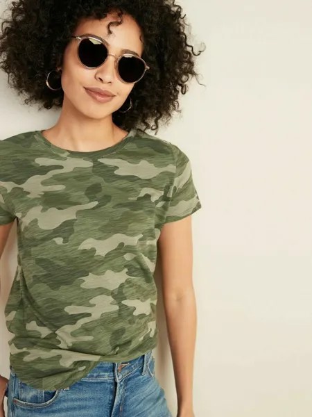 NWT Old Navy EveryWear футболка с принтом Slub-Knit, зеленая камуфляжная женская футболка XXL
