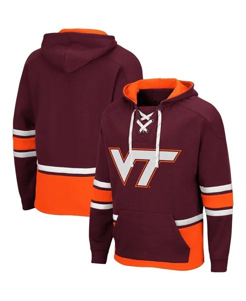 Мужской бордовый пуловер с капюшоном Virginia Tech Hokies на шнуровке 3.0 Colosseum