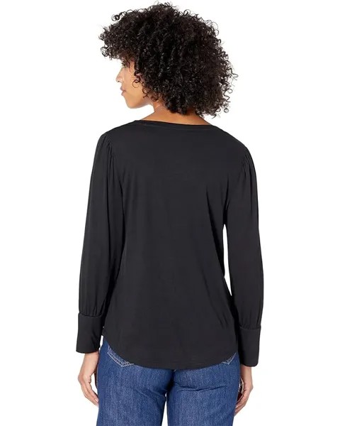 Топ Vince Camuto Long Sleeve V-Neck Modal Rib Knit Top, цвет Rich Black