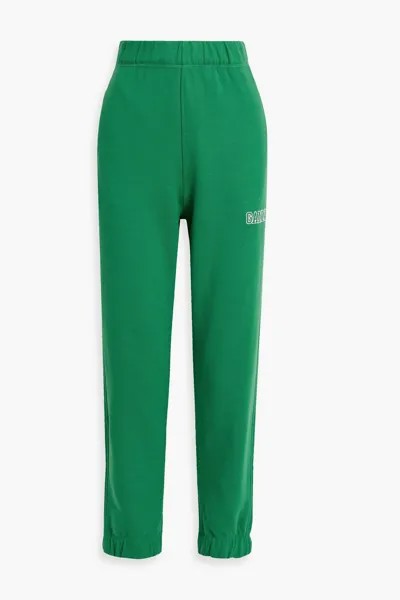 Спортивные брюки из махровой ткани из органического хлопка с вышивкой GANNI, зеленый