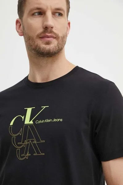 Хлопковая футболка Calvin Klein Jeans, черный