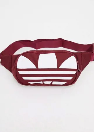 Бордовая сумка-кошелек на пояс с крупным логотипом adidas Originals-Красный