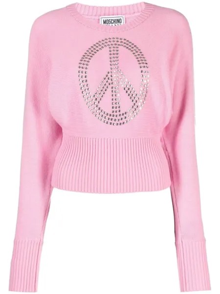 Джемпер со стразами MOSCHINO JEANS, розовый