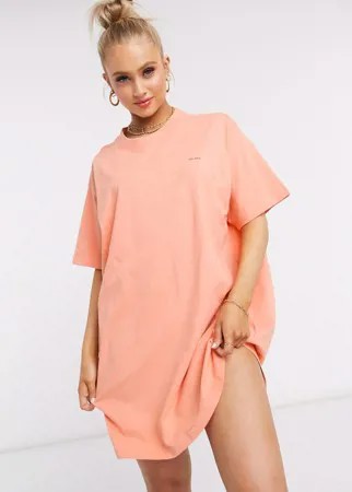 Платье-футболка в стиле oversized кораллового цвета Night Addict-Оранжевый