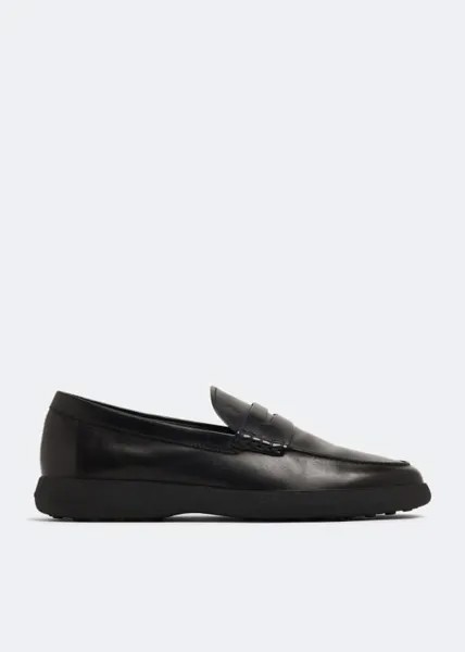 Лоферы TOD'S Leather loafers, черный