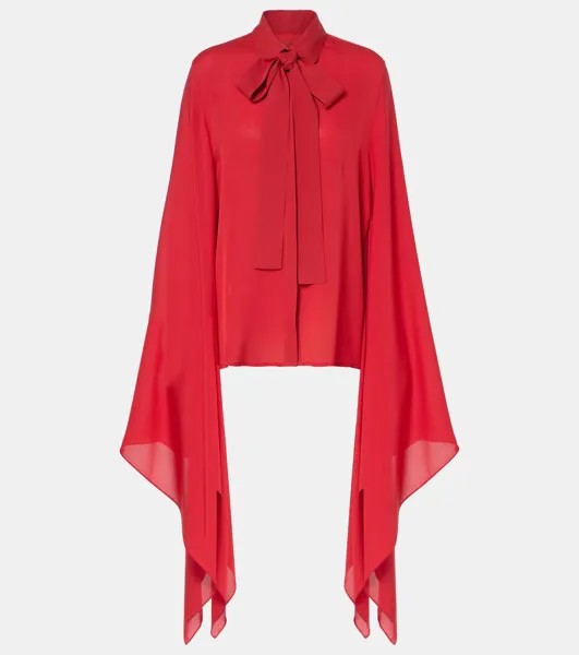 Шелковая блузка с завязкой на шее Elie Saab, цвет diana red