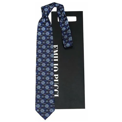 Красивый синий галстук с рисунком Emilio Pucci 848482