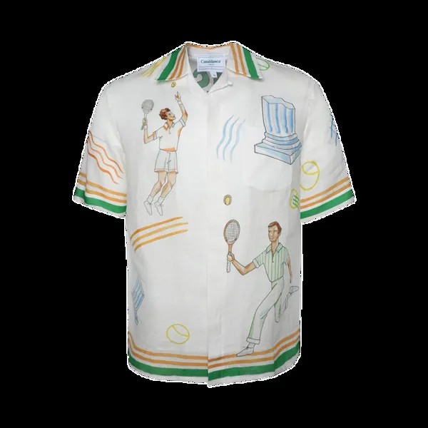 Шорты Casablanca Cuban Collar Sleeve Shirt 'Tennis Play Icon', белый