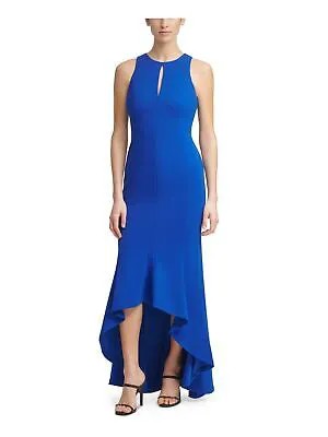 CALVIN KLEIN Женское голубое облегающее вечернее платье без рукавов с подолом из крепа с аквалангом 4