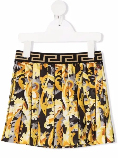 Versace Kids плиссированная юбка с принтом Baroque