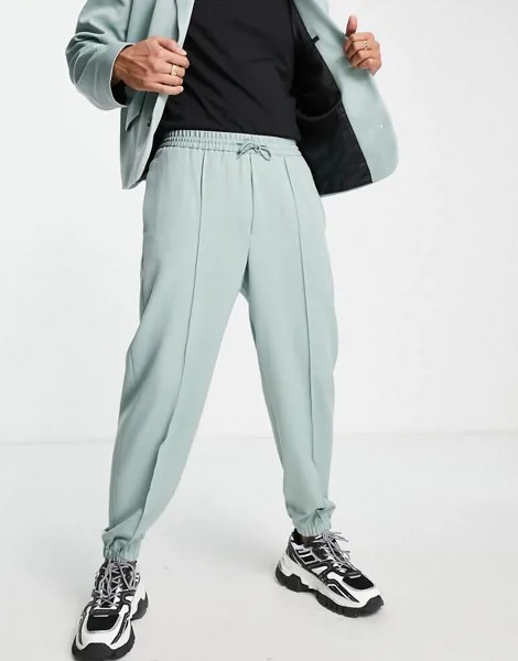 Зеленые суженные книзу oversized-джоггеры с завышенной талией ASOS DESIGN-Зеленый цвет
