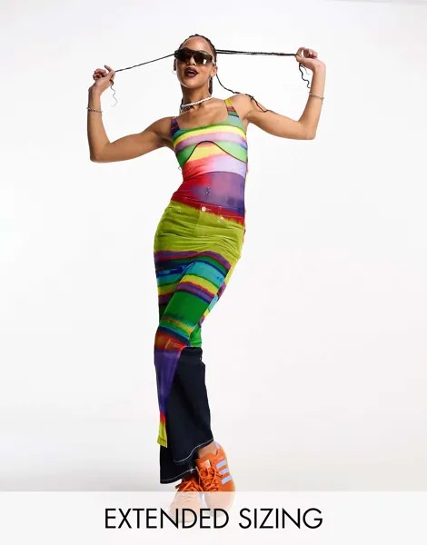 Платье Calvin Klein Jeans Pride с сетчатым узором и принтом по всей поверхности
