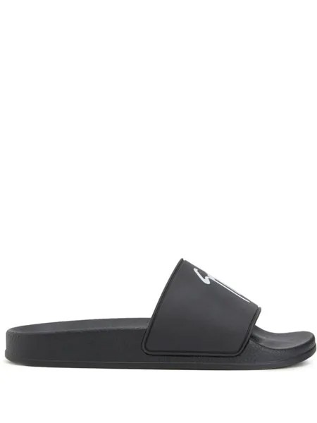 Giuseppe Zanotti шлепанцы Brett с логотипом, черный