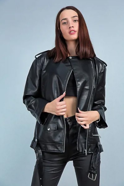 Куртка женская к/з Aftf Basic W2108 (XL, Черный)