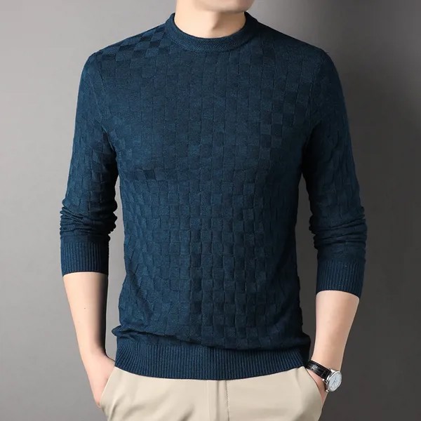 Новинка, модный брендовый вязаный пуловер высшего класса, простой модный мужской роскошный дизайнерский джемпер, корейский Клетчатый свитер, повседневная мужская одежда, 2023