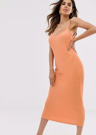Оранжевый сарафан миди на бретельках ASOS DESIGN-Розовый