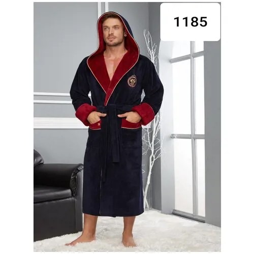 Халат Nusa, пояс, размер L-XL, синий