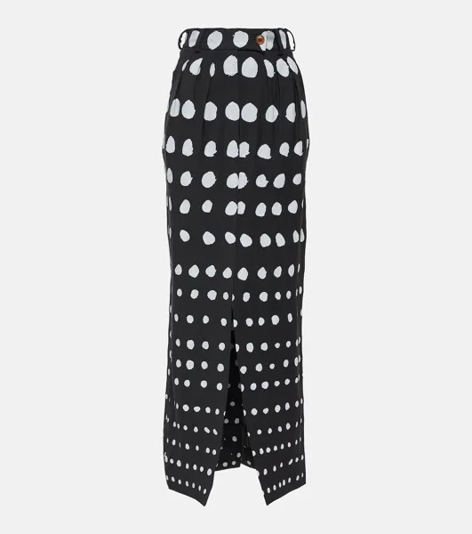 Шерстяная юбка макси в горошек Vivienne Westwood, черный