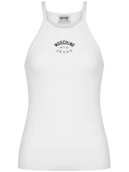 MOSCHINO JEANS топ без рукавов с логотипом, белый