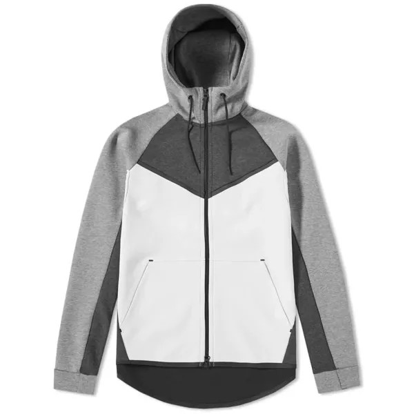 Худи Nike Tech Fleece Windrunner с молнией во всю длину Хизер Серо-Белый 885904-032 размер 2XL