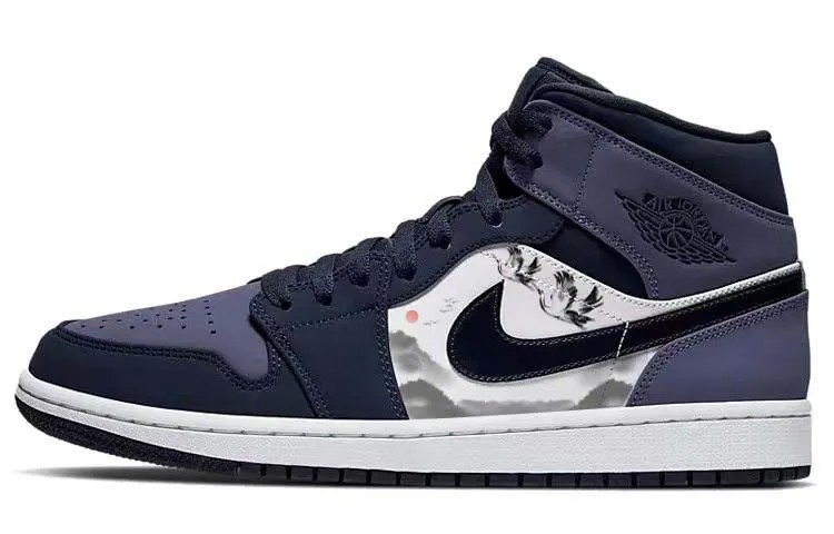 Кроссовки Air Jordan 1 Vintage Basketball Shoes Men High-top Grey/white, фиолетовый