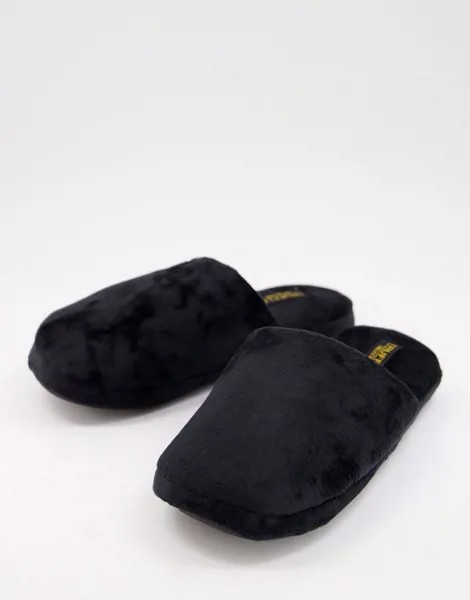 Черные пушистые мюли-слиперы Truffle Collection-Черный цвет
