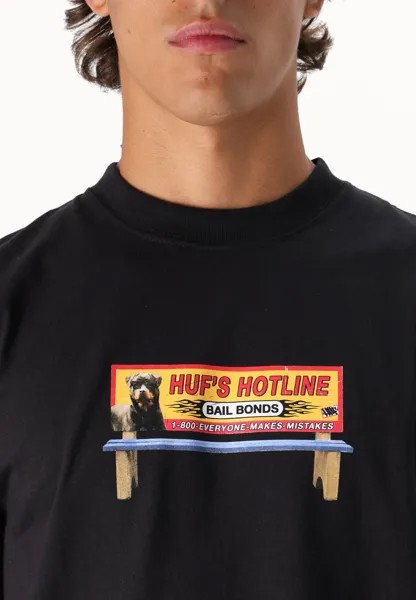 Футболка с принтом BAIL BONDS TEE UNISEX HUF, черный
