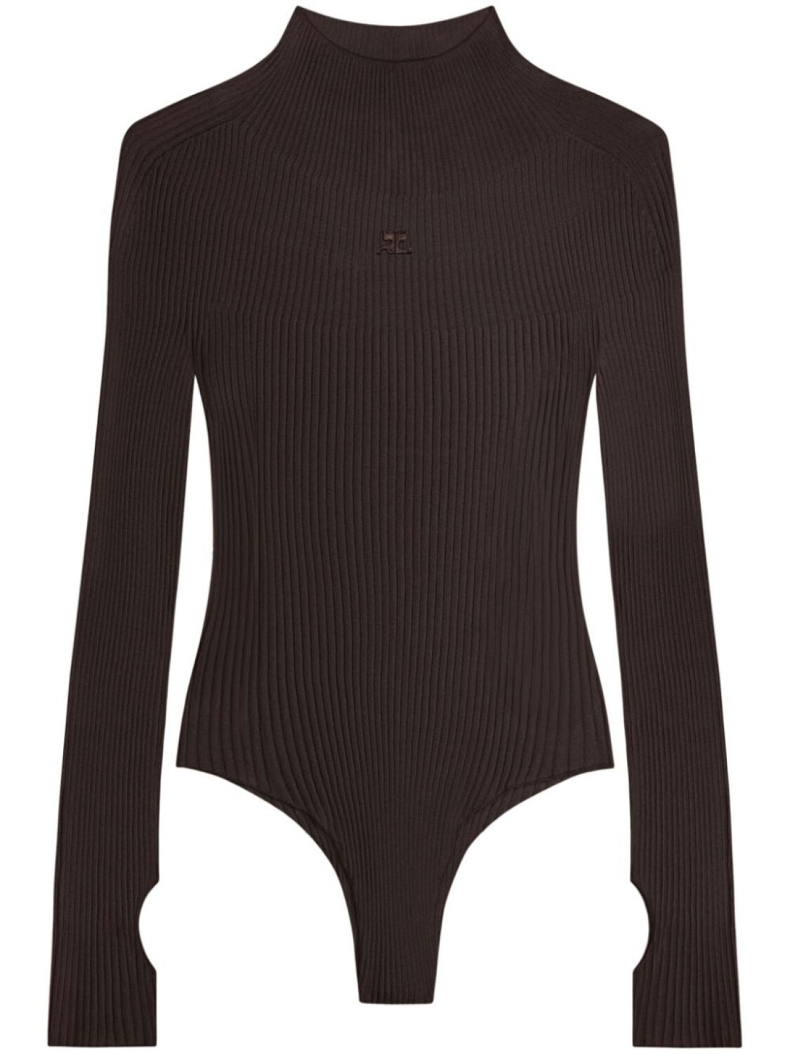 Courrèges боди с вышитым логотипом, коричневый