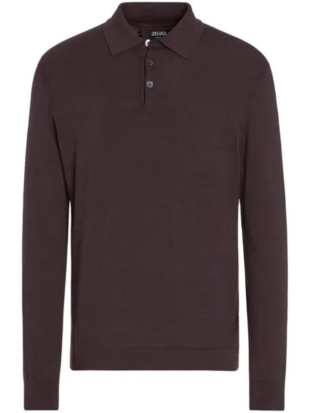 Zegna рубашка поло с длинными рукавами, коричневый