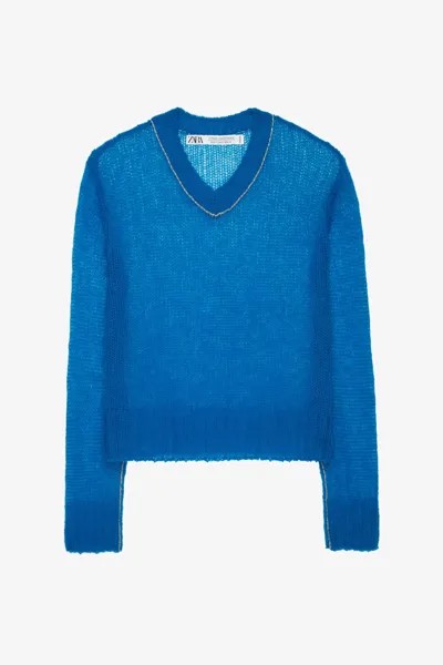 Свитер Zara Open-knit Wool - Limited Edition, синий