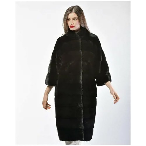 Пальто Manakas Frankfurt, норка, силуэт свободный, размер 40, черный