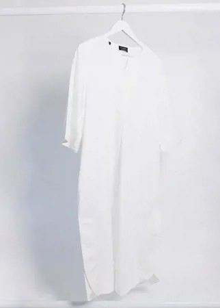 Белое платье-футболка миди с разрезом Selected Femme-Белый