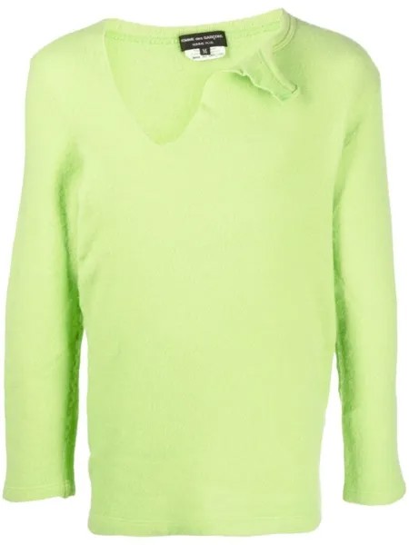 Comme des Garçons Homme Plus шерстяной джемпер с асимметричным воротником, зеленый