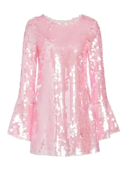 Мини-платье Annabella с пайетками Loveshackfancy, цвет sheer pink