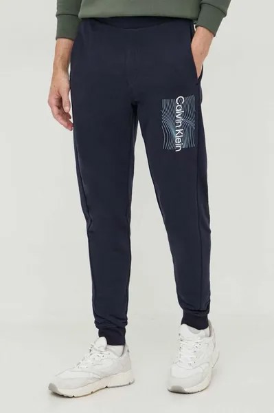 Хлопковые спортивные брюки Calvin Klein, темно-синий