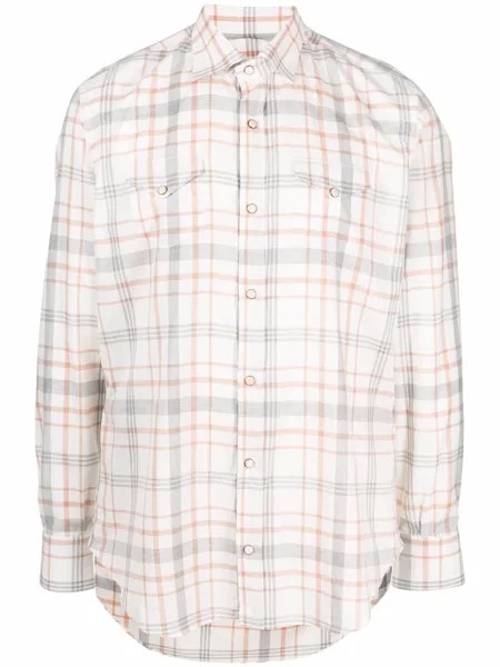 Eleventy check-print long-sleeve shirt