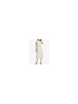 Женское бежевое платье миди без рукавов с V-образным вырезом TOMMY HILFIGER на подкладке 8