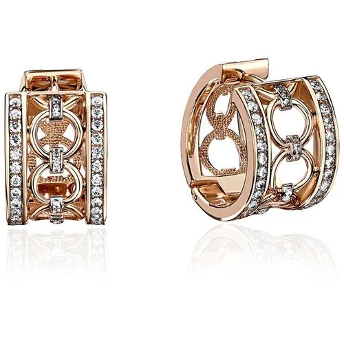 Серьги Эстет, красное золото, 585 проба, фианит