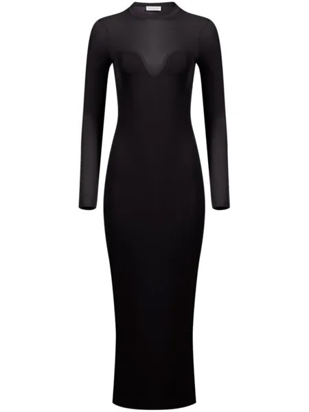 Nina Ricci полупрозрачное платье миди, черный