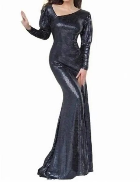 Черное платье с длинными рукавами Jovani, черный