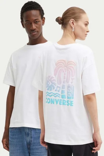 Хлопковая футболка Converse, белый